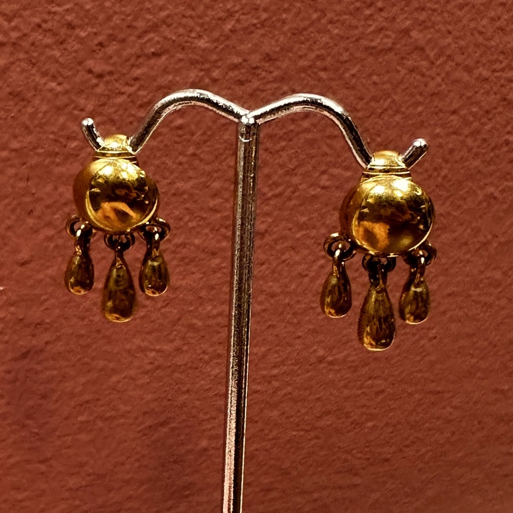 Givenchy gold tone clip on gold earrings with dangles